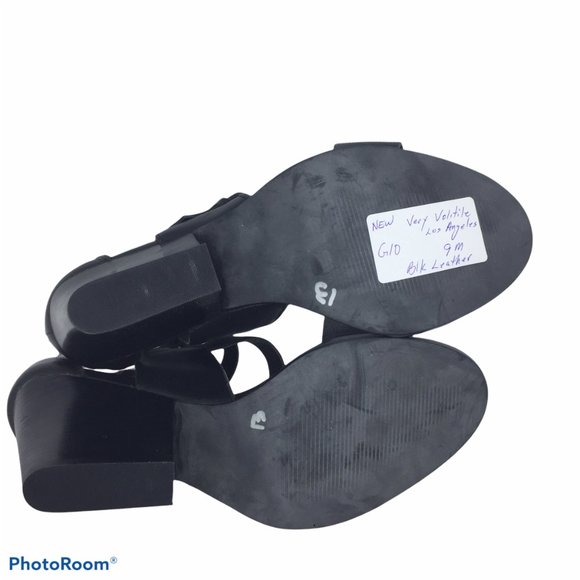 NEW VERY VOLATILE LOS ANGELES 9M Black leather Heel Ankle Strap Buckles - Picture 10 of 13